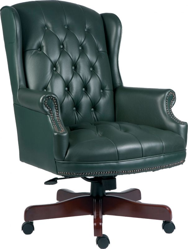 Traditional Chesterfield Leather Executive Chair - Burgundy or Green Option - CHAIRMAN